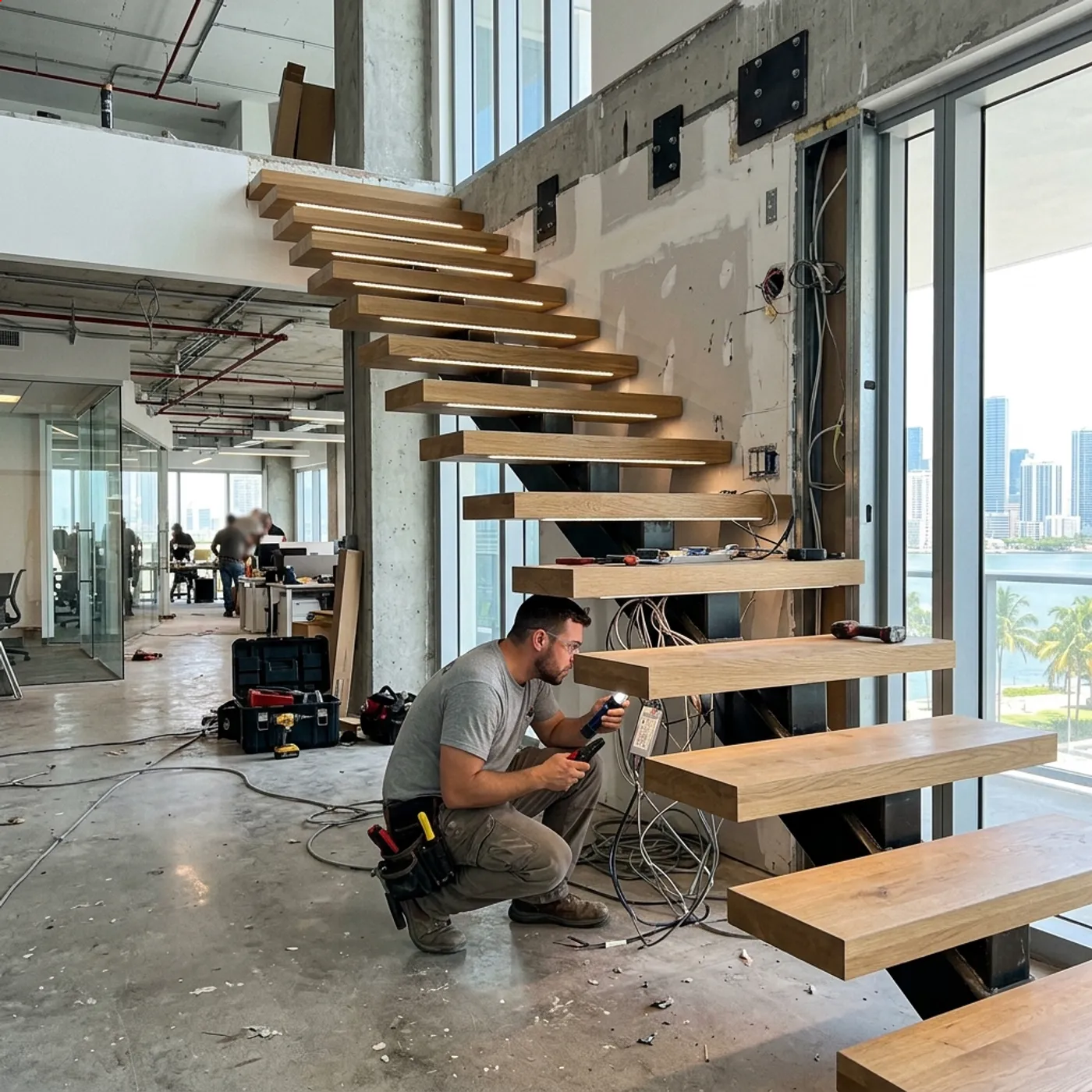 Integrated LED Lighting in Stair Treads in Palm Beach, FL